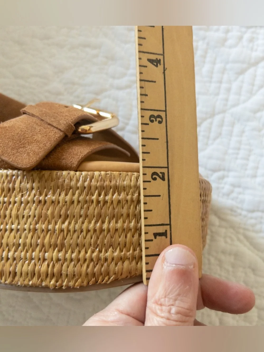 Marc Fisher Palery Suede Leather Double Strap Buckle Sandals Med Natural Size 8